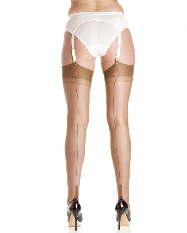 Seamed Nylons classic Fully Fashioned Cuban Stockings - Bronze - Image 6